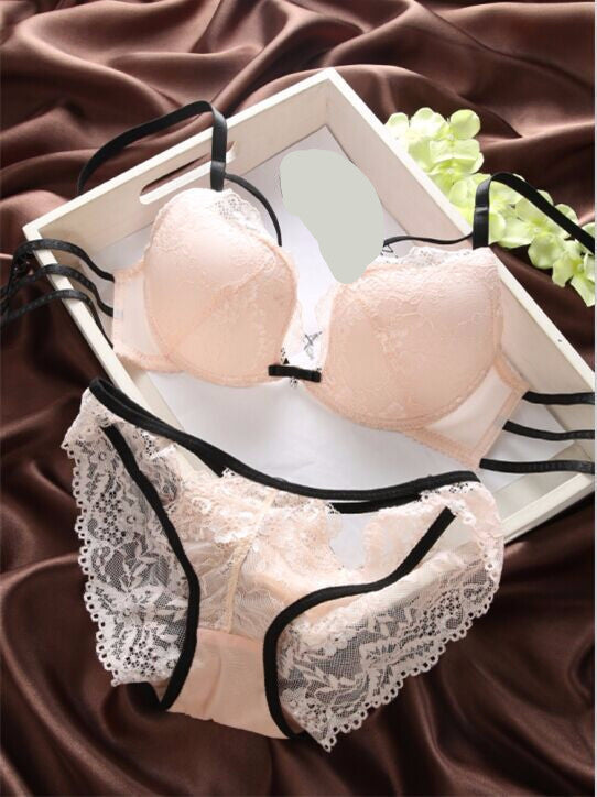 Online discount shop Australia - Fashion black gauze elegant exquisite sweet lace embroidery sexy bra women's underwear bra set