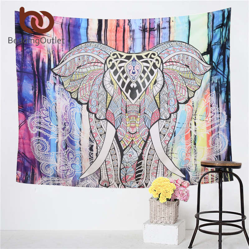 Online discount shop Australia - Elephant Tapestry Colored Printed Decorative 130cmx150cm 153cmx203cm Boho Wall Carpet