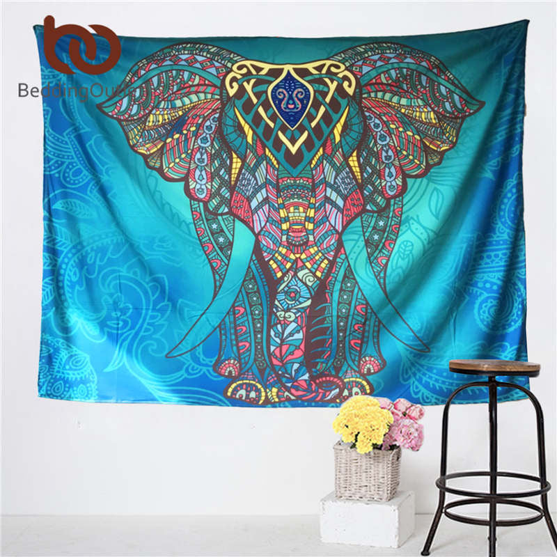 Online discount shop Australia - Elephant Tapestry Colored Printed Decorative 130cmx150cm 153cmx203cm Boho Wall Carpet