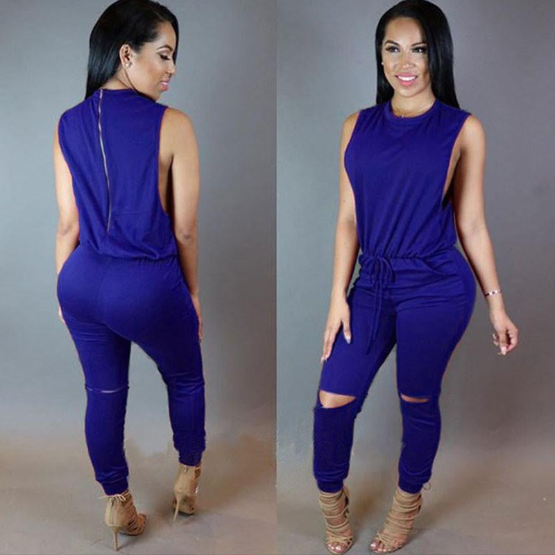 Womens Jumpsuit Full Bodysuit Overalls For Women Slim Sleeveless Black Bodycon Casual Rompers