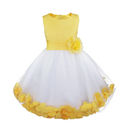 Online discount shop Australia - Kids Infant Girl Flower Petals Dress Children Bridesmaid Toddler Elegant Dress Pageant Vestido Infantil Tulle Formal Party Dress