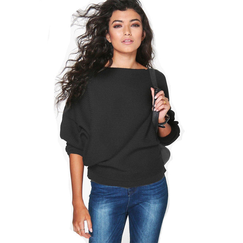 Online discount shop Australia - Fall Fashion Loose Bat Sleeve Knit Sweater