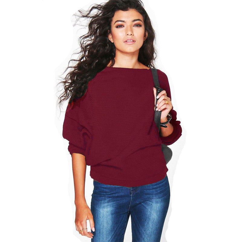 Online discount shop Australia - Fall Fashion Loose Bat Sleeve Knit Sweater