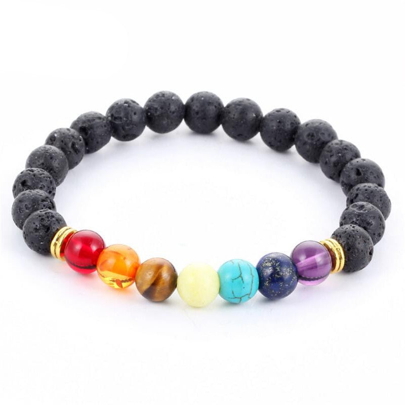 Online discount shop Australia - Mens Bracelets Black Lava 7 Chakra Healing Balance Beads Bracelet For Men Women Rhinestone Reiki Prayer Stones