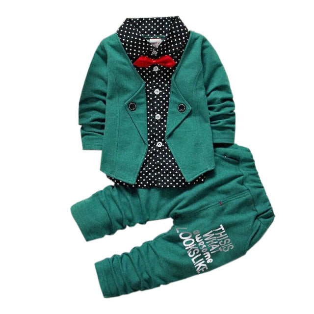 Kid Clothes Sets Spring Autumn Baby Boys Long Sleeve Gentleman Suit Children Tie Shirt Pants 2Ps Infant Clothes Christmas Outfit