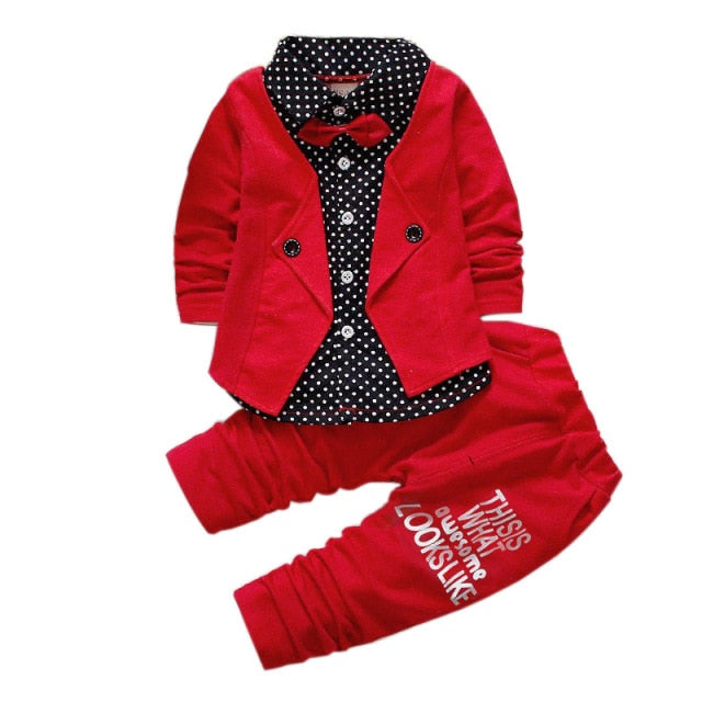 Kid Clothes Sets Spring Autumn Baby Boys Long Sleeve Gentleman Suit Children Tie Shirt Pants 2Ps Infant Clothes Christmas Outfit