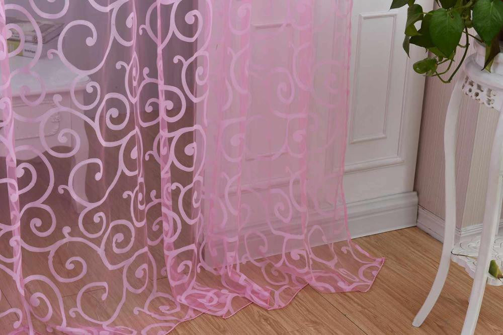 Special Pastoral Floral Tulle Voile Door Scarf Valances Drape Sheer Window Curtains