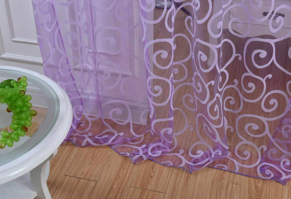 Special Pastoral Floral Tulle Voile Door Scarf Valances Drape Sheer Window Curtains