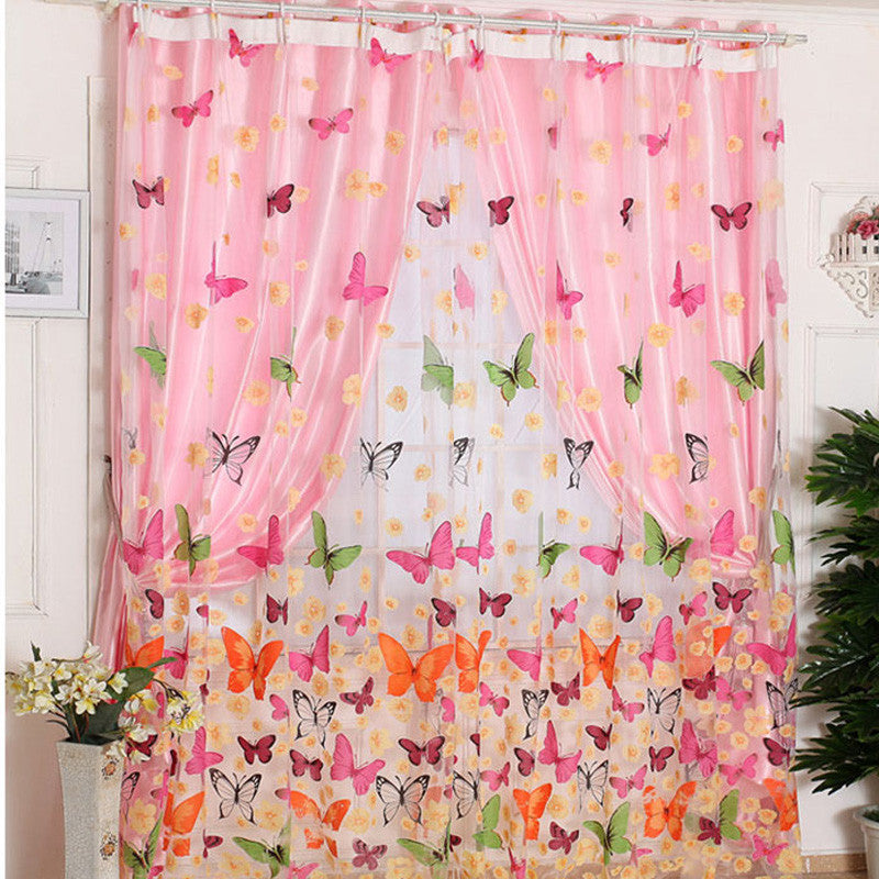 Online discount shop Australia - Butterfly Print Sheer Window Panel Curtains Room Divider New for living room bedroom LW504