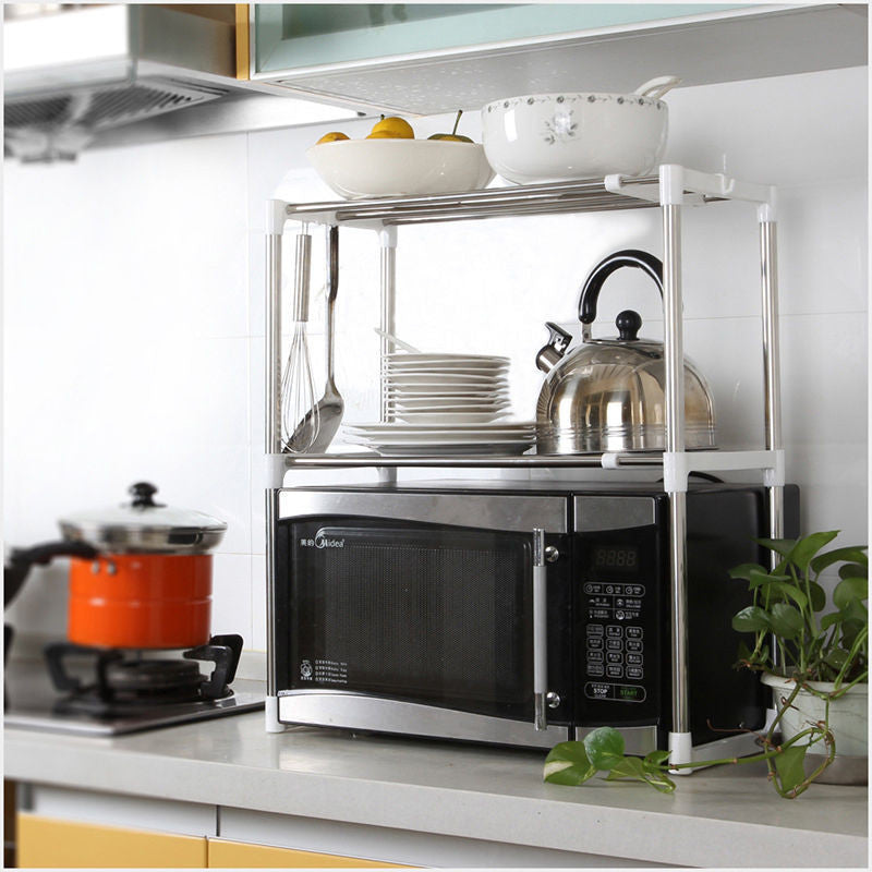 Online discount shop Australia - High Quality Stainless Steel Multifunctional Microwave Oven Shelf Rack Adjustable Standing Type Double Kitchen Storage Holders
