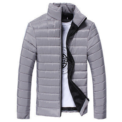 Online discount shop Australia - Men's Short Jacket Fashion Solid Color Stand Collar Down Coat Cotton Slim Warm Zipper Park Jackets for Men