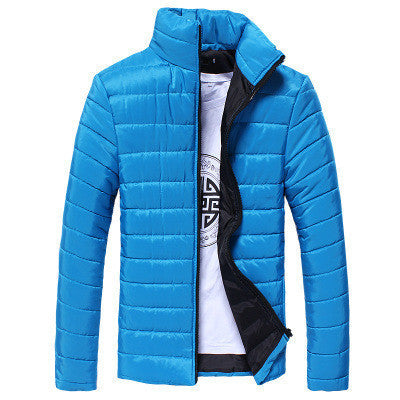 Online discount shop Australia - Men's Short Jacket Fashion Solid Color Stand Collar Down Coat Cotton Slim Warm Zipper Park Jackets for Men