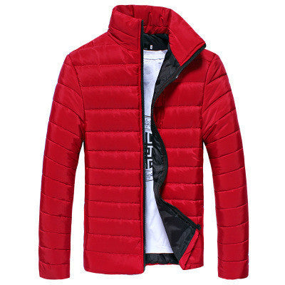 Online discount shop Australia - Jacket for Men Fashion Solid Color Down Coat Jacket Stand Collar Cotton Slim Warm Zipper Men's Jackets Park