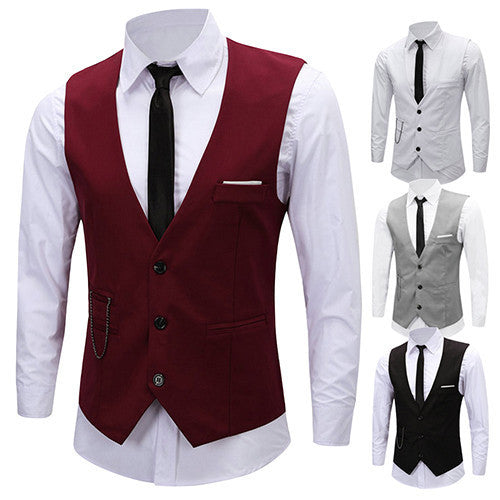 Online discount shop Australia - Men's Classic Formal Business Slim Fit Chain Dress Vest Suit Tuxedo Waistcoat
