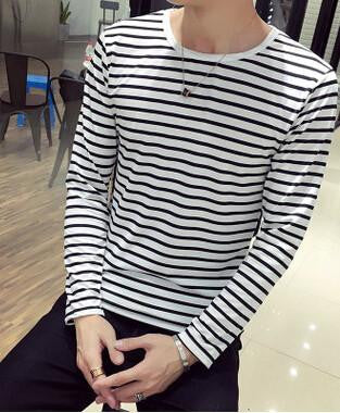 stripe cotton t shirt men 4XL solid t-shirts male casual tshirt fashion mens full sleeve t shirt fitness
