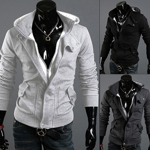 Online discount shop Australia - Men's Fashion Casual Long Sleeve Slim Zipper Cardigan Hooded Hoodie Jacket Coat