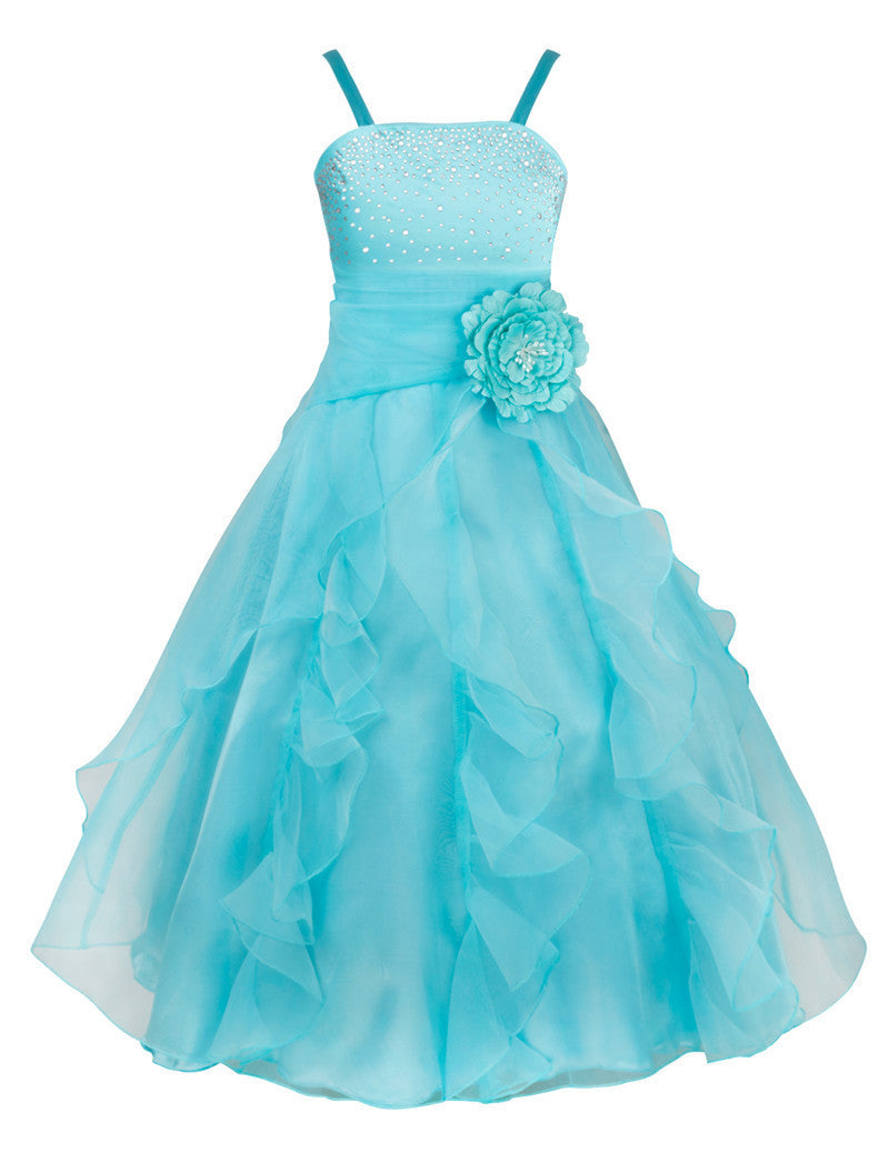 Kids Girls Embroidered Flower Bow Formal Party Ball Gown Prom Princess Kids Girls Embroidered Flower Bow Formal Party Ball Gown Prom Princess