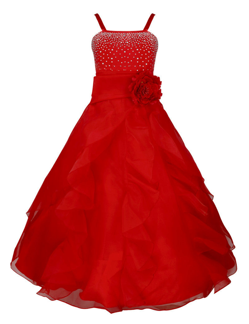 Online discount shop Australia - Kids Girls Embroidered Flower Bow Formal Party Ball Gown Prom Princess Bridesmaid Wedding Children Tutu Dress Size 2-14Y