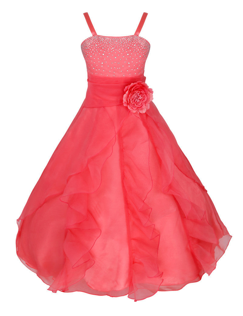 Kids Girls Embroidered Flower Bow Formal Party Ball Gown Prom Princess Kids Girls Embroidered Flower Bow Formal Party Ball Gown Prom Princess