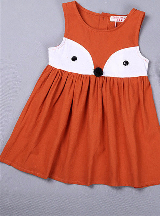 Online discount shop Australia - Cute Fox Dress Cartoon Toddler Girl Clothing Sleeveless Kids Dresses For Girls Ds037