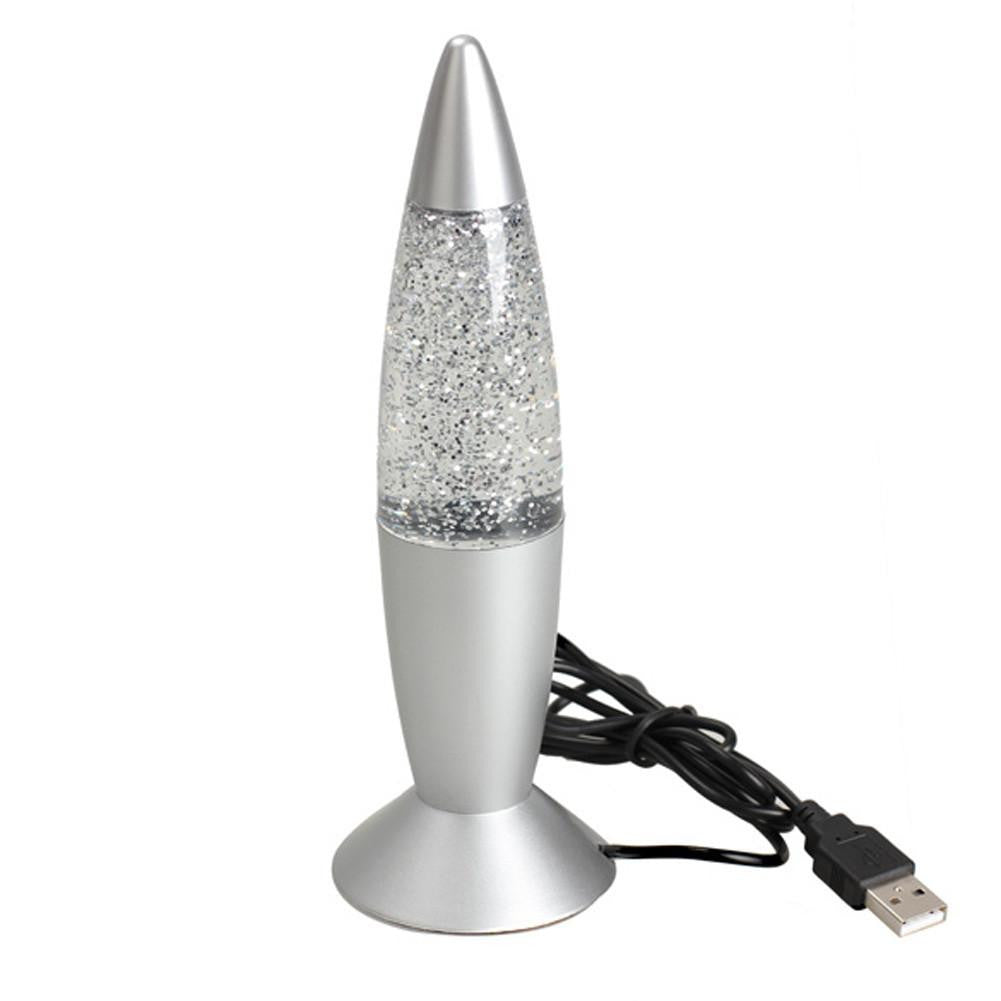 USB Rocket Sequin Lamp Multi Color Changing LED Glitter Night Light Lava TH88 ES