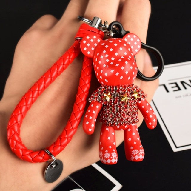 Handmade DIY Craft Rhinestone Bomgom Tassels Cartoon Popobe Gloomy Bear Keychain Cute Bag Charm Holder Cartoon Resin Key Chain