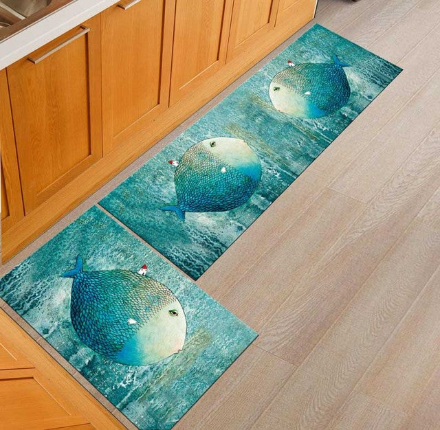 Kitchen Mat Anti-slip Modern Area Rugs Living Room Balcony Bathroom Printed Carpet Doormat Hallway Geometric Bath Mat