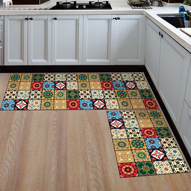 Kitchen Mat Anti-slip Modern Area Rugs Living Room Balcony Bathroom Printed Carpet Doormat Hallway Geometric Bath Mat