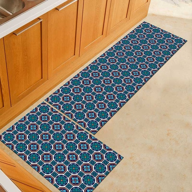 Kitchen Mat Anti-slip Modern Area Rugs Living Room Balcony Bathroom Printed Carpet Doormat Hallway Geometric Bath Mat