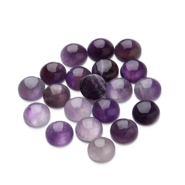 Purple Amethysts Natural Stone Beads Round Loose Beads Cabochon Cameo Pendants Base Tray For Jewelry