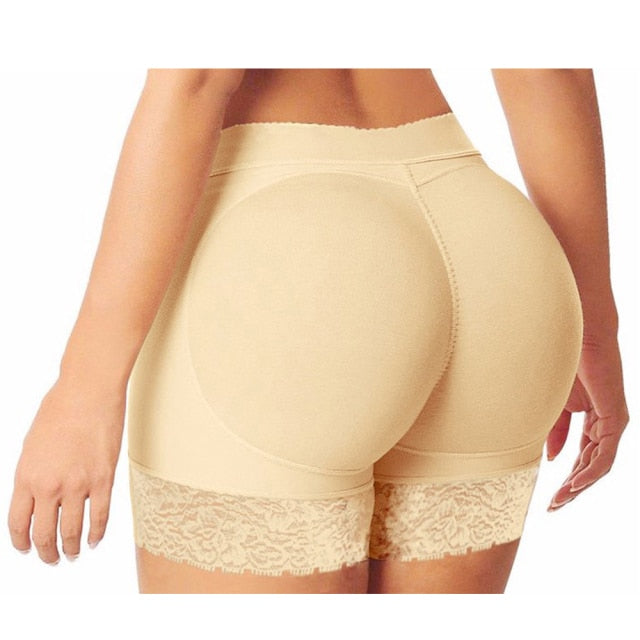 Women High Waist Lace Butt Lifter Body Shaper Tummy Control Panties Boyshort Pad Shorts Hip Enhancer Shapewear