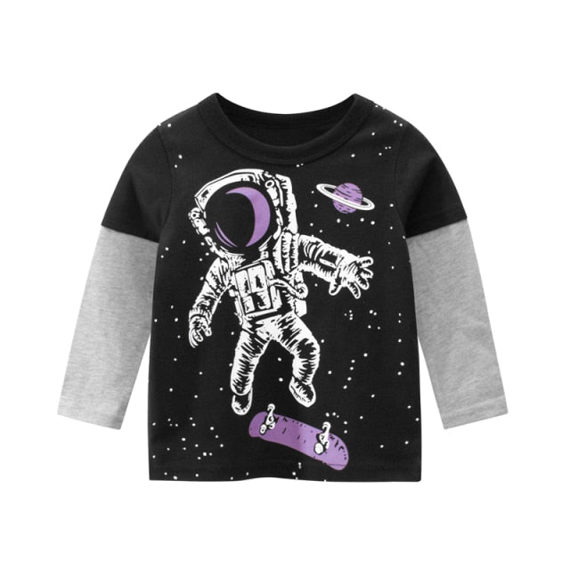 Children Girls Boys a Boy Shirt Child Kid's Dinosaur Kid Cotton Cartoon Tops Clothing Clothes