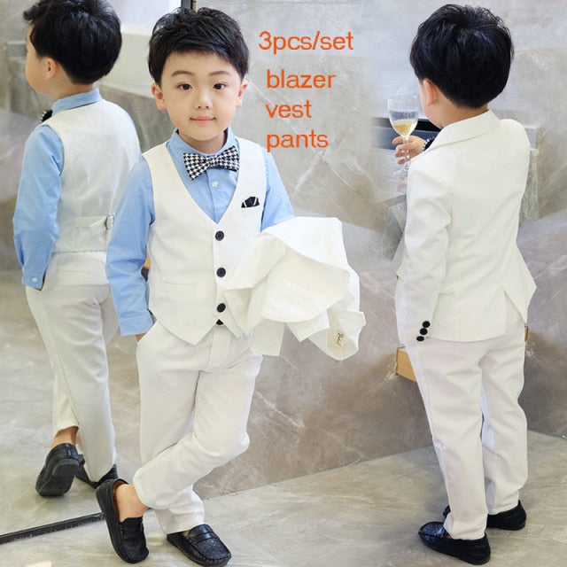 Formal Boys Suit Set Children Party Host Wedding Costume Little Kids Blazer Vest Pants Clothing Sets
