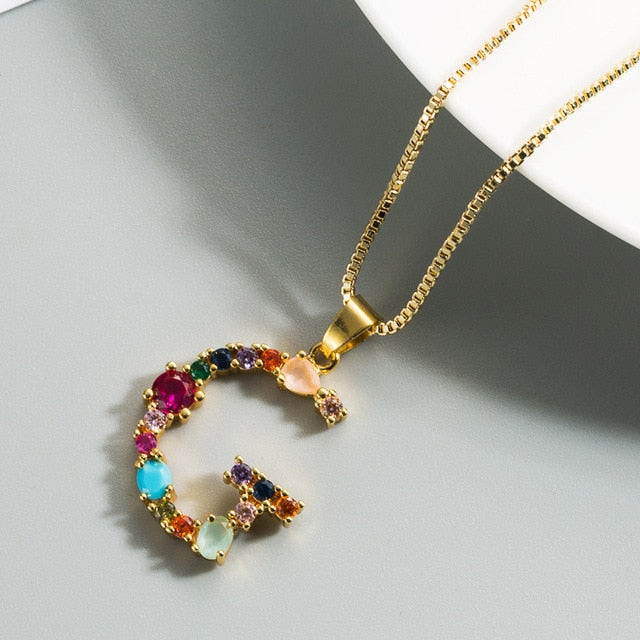 26 English Letter Necklace Women's 2020 New Bohemia Style Colored Necklace Copper Plated Gold  Clavicle Chain for Girls