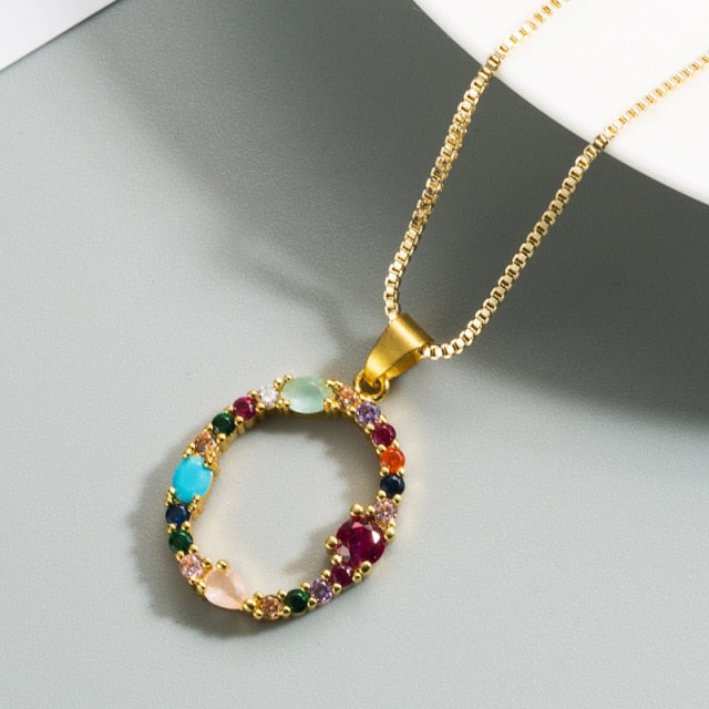 26 English Letter Necklace Women's 2020 New Bohemia Style Colored Necklace Copper Plated Gold  Clavicle Chain for Girls