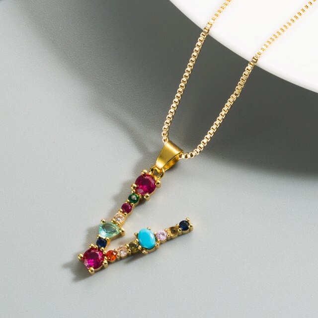 26 English Letter Necklace Women's 2020 New Bohemia Style Colored Necklace Copper Plated Gold  Clavicle Chain for Girls