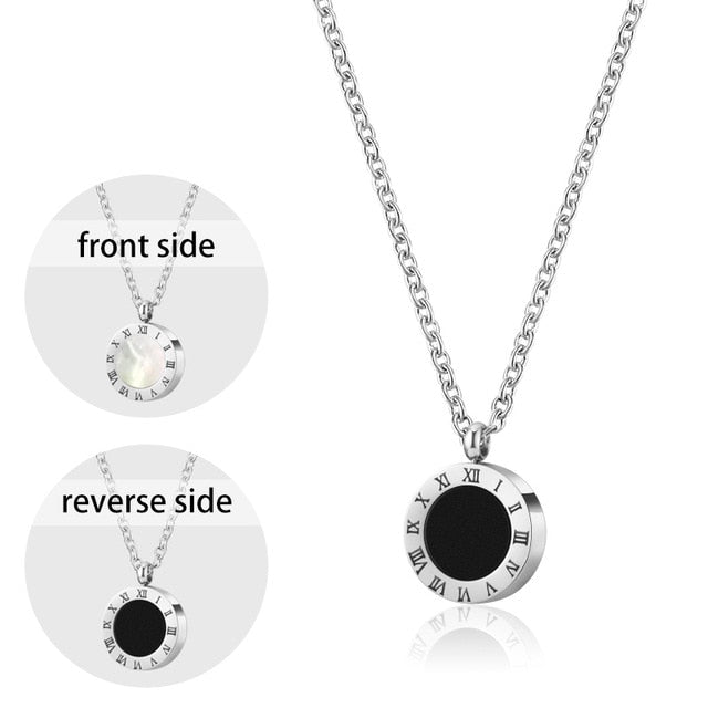 Crystal Choker Fashion Roman Digital Stainless Steel Gold Silver Color Pendant Necklaces for Women Jewelry