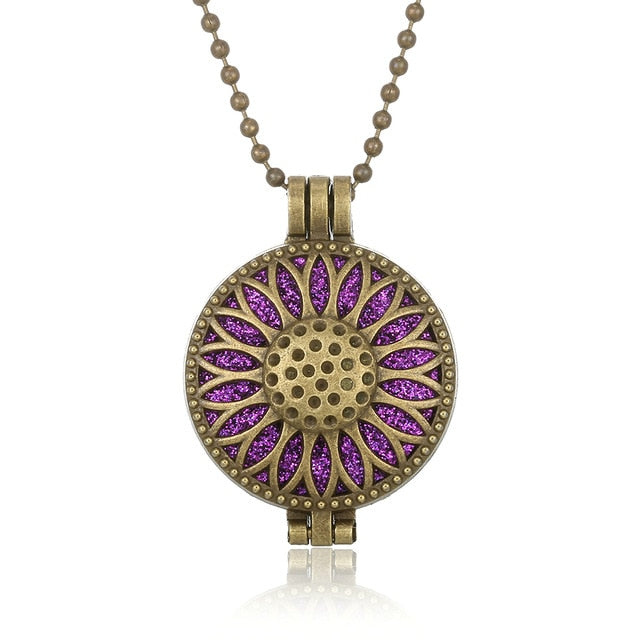 Aromatherapy Diffuser Necklace Vintage Flower Butterfly Open Locket Aroma Pendant Perfume Essential Oil Diffuser Necklace