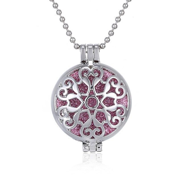 Aromatherapy Diffuser Necklace Vintage Flower Butterfly Open Locket Aroma Pendant Perfume Essential Oil Diffuser Necklace