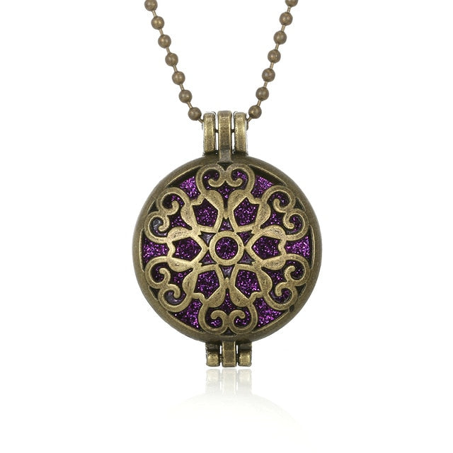 Aromatherapy Diffuser Necklace Vintage Flower Butterfly Open Locket Aroma Pendant Perfume Essential Oil Diffuser Necklace