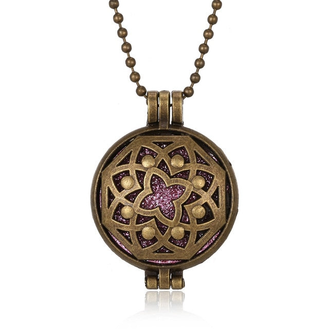 Aromatherapy Diffuser Necklace Vintage Flower Butterfly Open Locket Aroma Pendant Perfume Essential Oil Diffuser Necklace