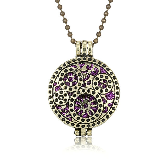 Aromatherapy Diffuser Necklace Vintage Flower Butterfly Open Locket Aroma Pendant Perfume Essential Oil Diffuser Necklace