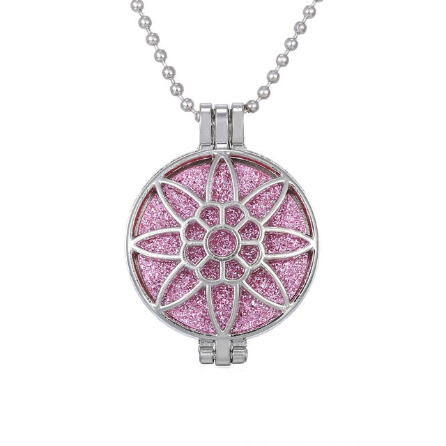 Aromatherapy Diffuser Necklace Vintage Flower Butterfly Open Locket Aroma Pendant Perfume Essential Oil Diffuser Necklace