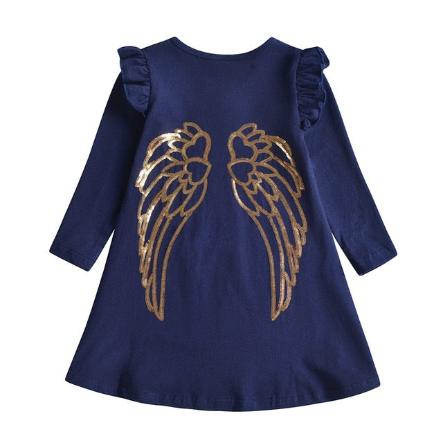 Girls Winter Dress Kids Sequin Dress Girls Heart Design Dresses For Girls Children Long Sleeve Cotton Kids