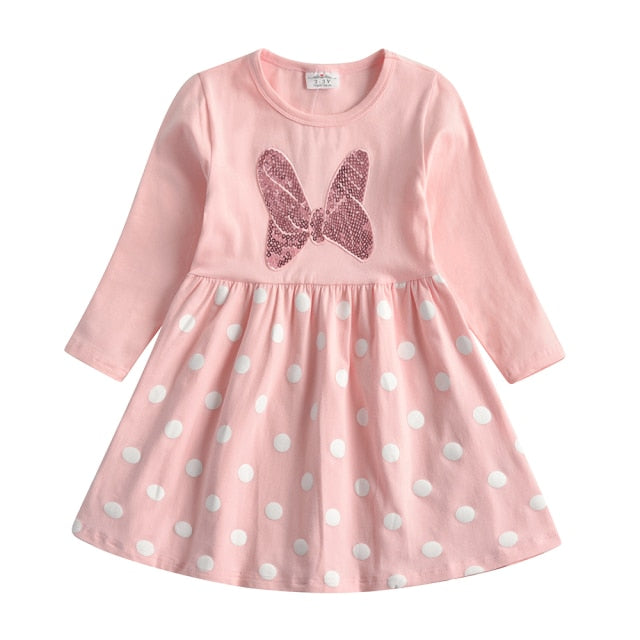 Girls Winter Dress Kids Sequin Dress Girls Heart Design Dresses For Girls Children Long Sleeve Cotton Kids