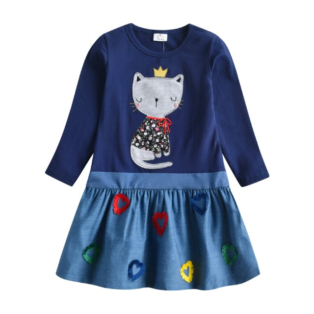 Girls Winter Dress Kids Sequin Dress Girls Heart Design Dresses For Girls Children Long Sleeve Cotton Kids