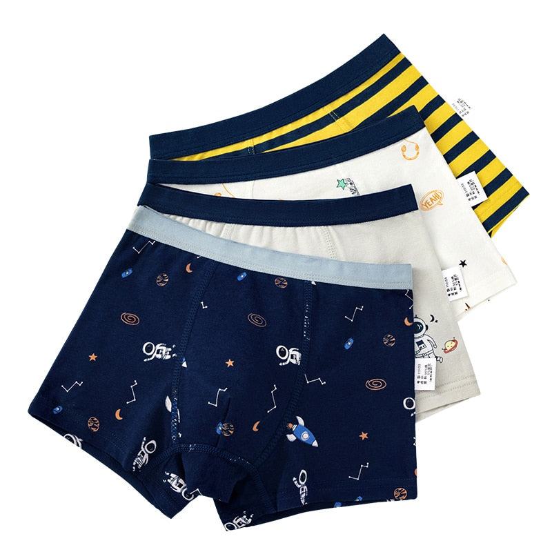 Boys Boxer Underwear for Kids Striped Navy Blue Cotton Underpanties Bottoms Boys Clothes