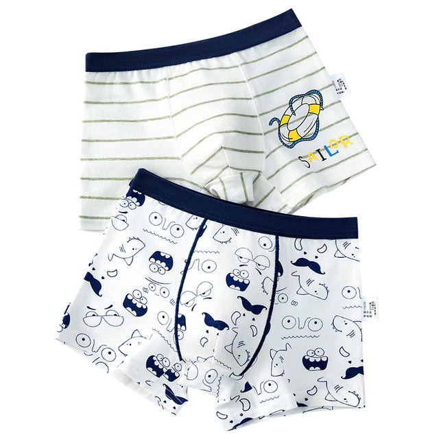 Boys Boxer Underwear for Kids Striped Navy Blue Cotton Underpanties Bottoms Boys Clothes