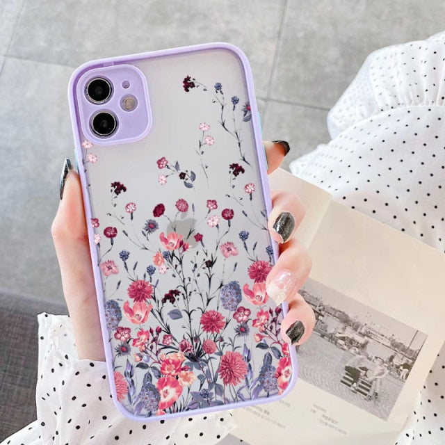 Hand Painted Phone Case For iphone X XS MAX XR Flower Cover Hard Shockproof 6s 7 8 Plus SE 2 13 12 11 pro MAX