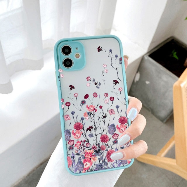 Hand Painted Phone Case For iphone X XS MAX XR Flower Cover Hard Shockproof Case For iPhone